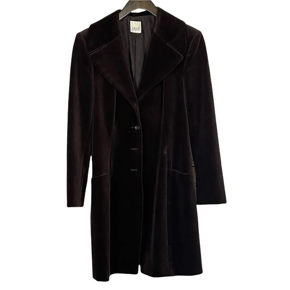 Vintage Grace Collection Brown Velvet Jacket - Picture 3 of 5